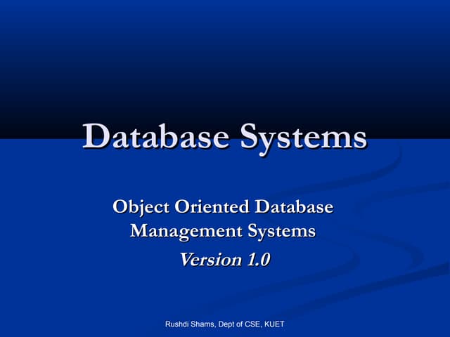 L14 l15  Object Oriented DBMS