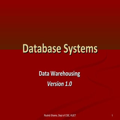 L16 l17  Data Warehousing
