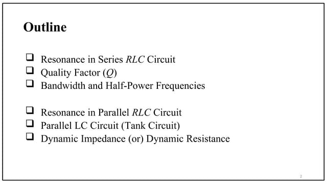 the RESONANCE IN AC CIRCUITS Quality Factor