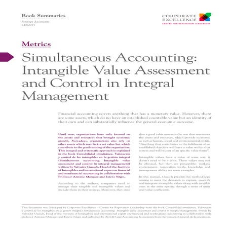 Simultaneous Accounting: Intangible Value Assessment and Control in Integral Management