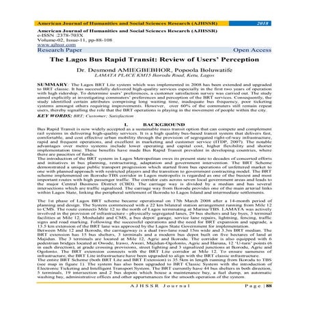 The Lagos Bus Rapid Transit: Review of Users’ Perception