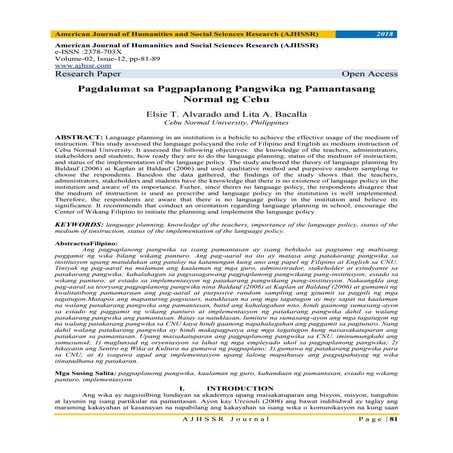 Pagdalumat sa Pagpaplanong Pangwika ng Pamantasang Normal ng Cebu