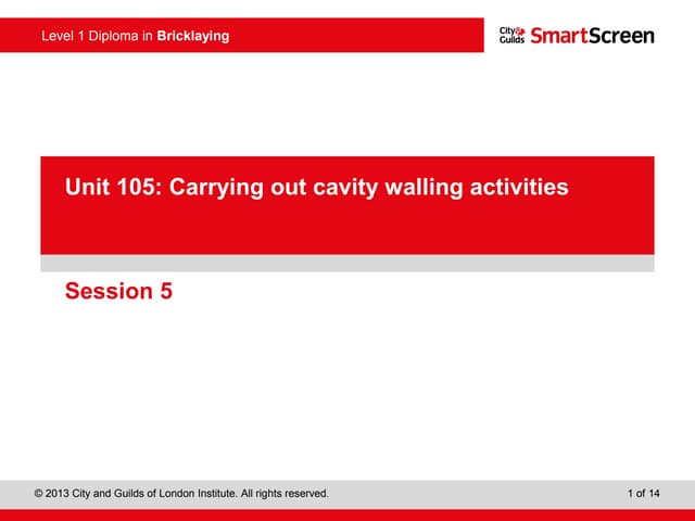 Session 5 - Cavity Walling Activities