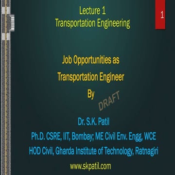 Job Opportunities as  Transportation Engineer
