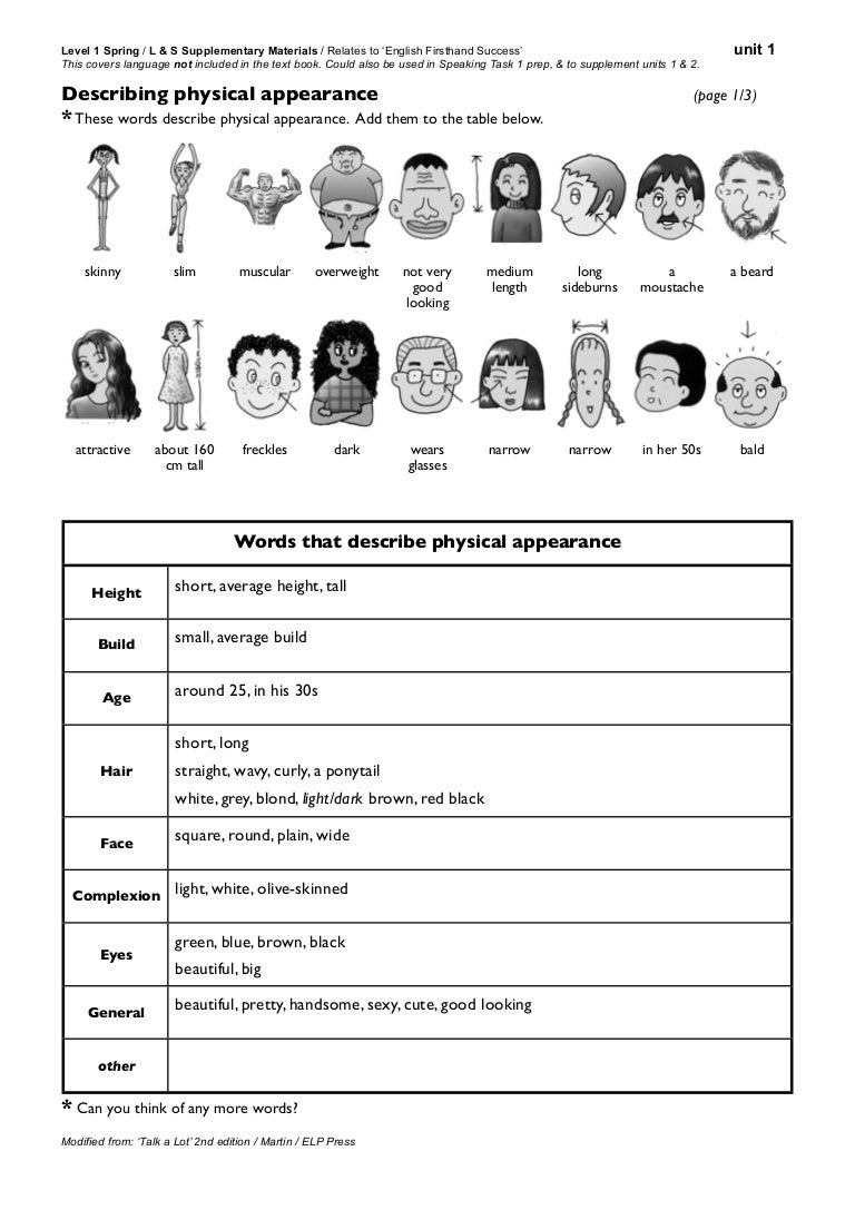 L1 L&S Supp Mats Unit 1 Physical Appearance
