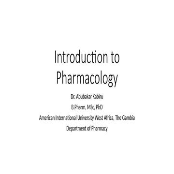Introductory lectures for pharmacy students