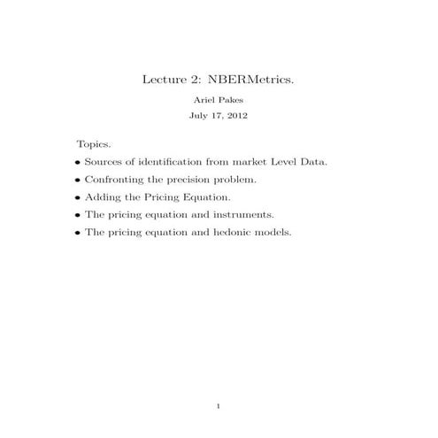 Lecture 2: NBERMetrics
