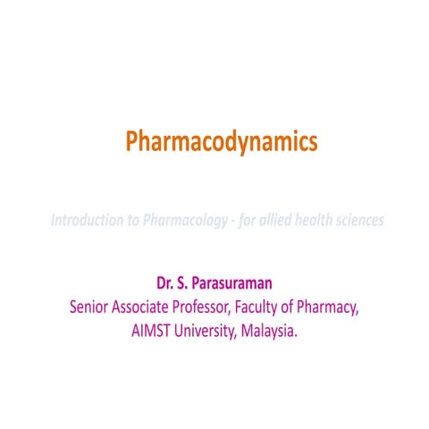 Pharmacodynamics - Introduction (Allied health students)