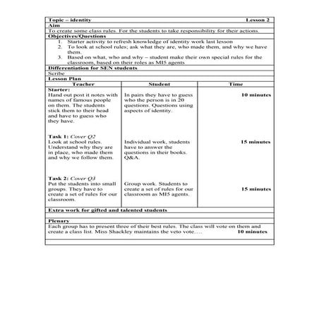 L2   rules -  lesson plan