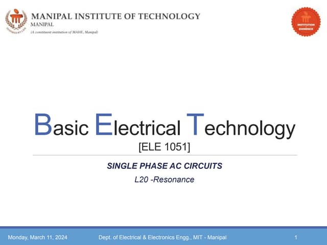 Basic Electric theory  -  Resonance.pptx