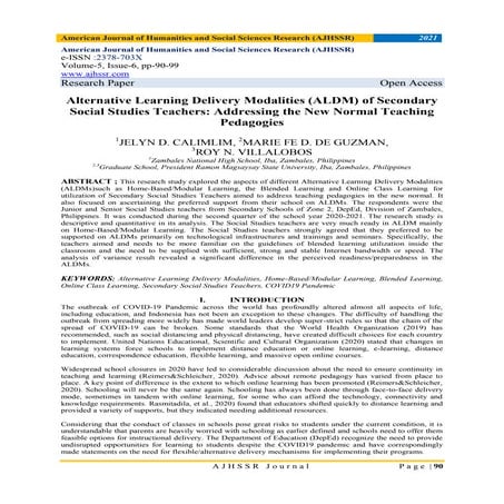 Alternative Learning Delivery Modalities (ALDM) of Secondary Social ...