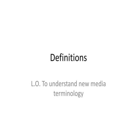 Definitions and Terminology