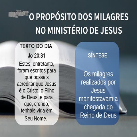 L2 3 tri 2018 - O Proposito dos milagres de Jesus | PPT | Download Gratuito