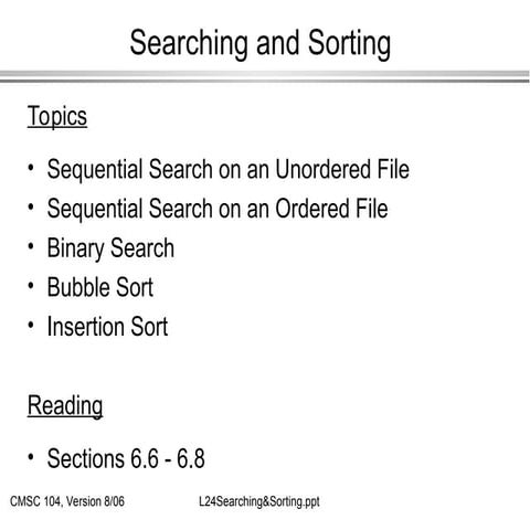 Searching & Sorting.ppt here detail description of Searching | PPT