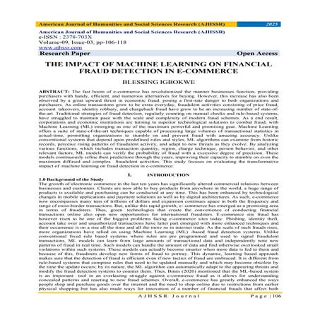 THE IMPACT OF MACHINE LEARNING ON FINANCIAL FRAUD DETECTION IN E ...