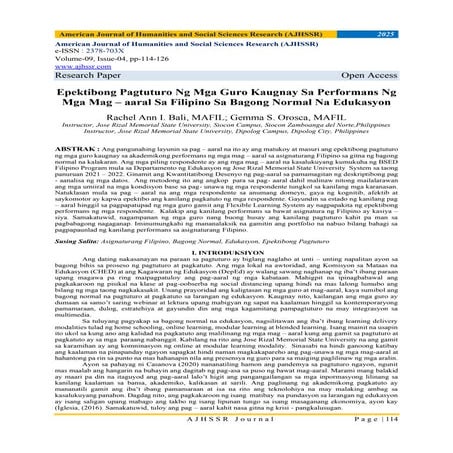 Epektibong Pagtuturo Ng Mga Guro Kaugnay Sa Performans Ng Mga Mag – aaral Sa ...