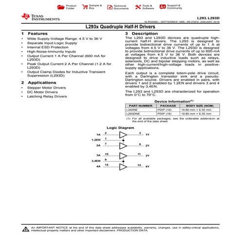 Datasheet  IC L293