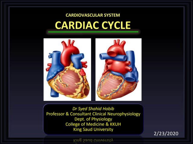Cardiac cycle (The Guyton and Hall physiology) | PPTX