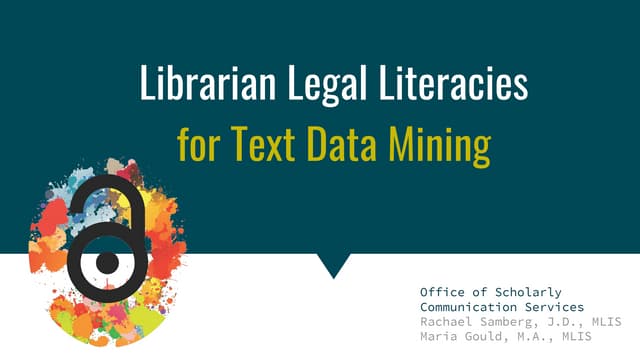 Librarian Legal Literacies for Text Data Mining