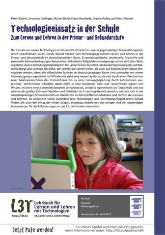Technologieeinsatz in der Schule - Zum Lernen und Lehren in der Primär- und ...