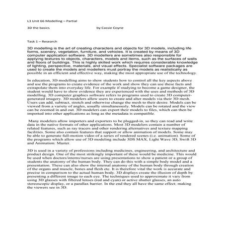 L3 u66 modelling 3 d the basics task 1 research