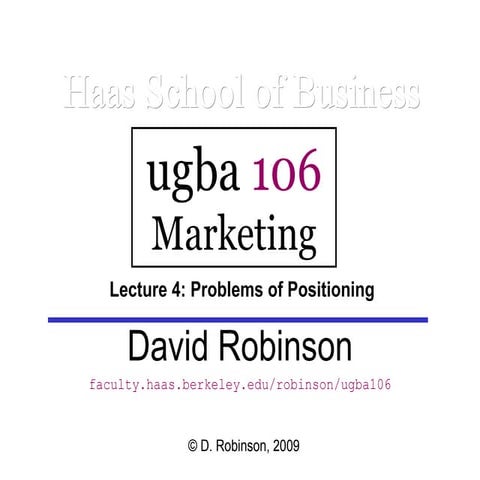 Marketing L4: Problems of Positioning