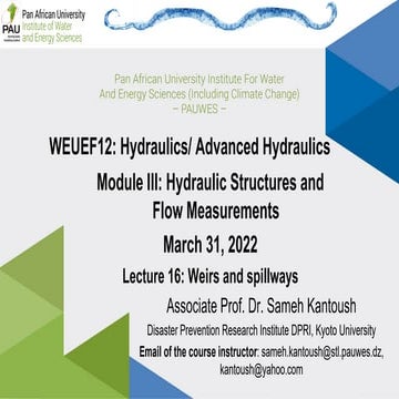 Hydraulics and advanced hydraulics _open channels