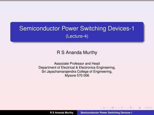 Lecture-4 : Semiconductor Power Switching Devices-1