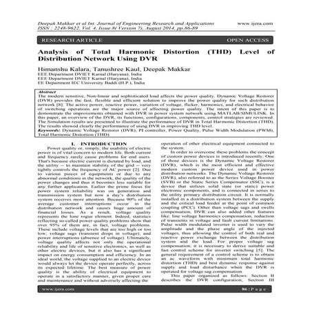 Analysis of Total Harmonic Distortion (THD) Level of Distribution Network Usi...