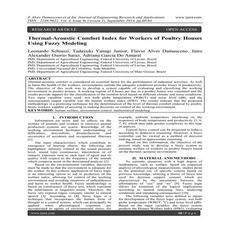 Thermal-Acoustic Comfort Index for Workers of Poultry Houses Using Fuzzy Mode...
