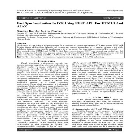 Fast Synchronization In IVR Using REST API For HTML5 And AJAX