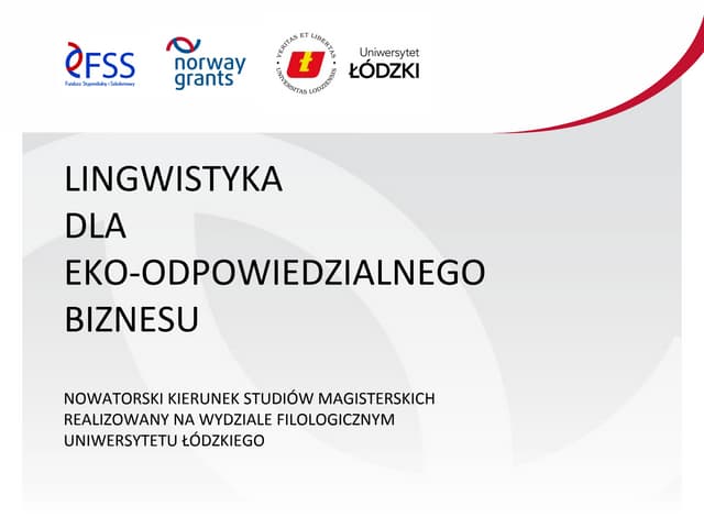Lingwistyka dla ekoodpowiedzialnego biznesu | PPT
