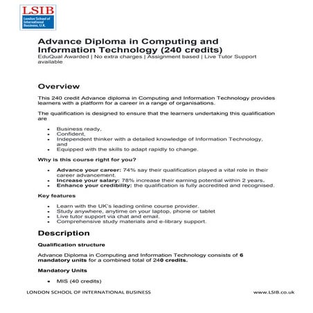 Level 6 Diploma in Information Technology | PDF