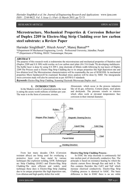 comparision between electroslag strip cladding and sumerged arc strip ...