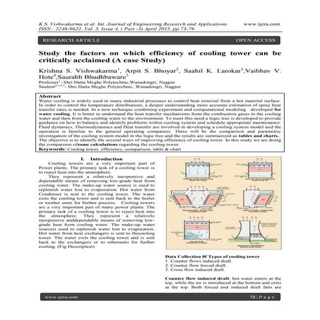 Study the factors on which efficiency of cooling tower can be critically accl...