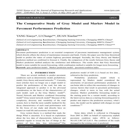The Comparative Study of Gray Model and Markov Model in Pavement Performance ...