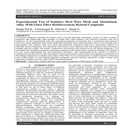 Experimental Test of Stainless Steel Wire Mesh and Aluminium Alloy With Glass...