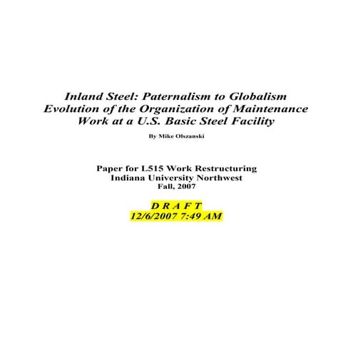 Inland Steel: Paternalism to Globalism | DOC