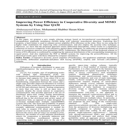 Improving Power Efficiency in Cooperative Diversity and MIMO Systems by Using...
