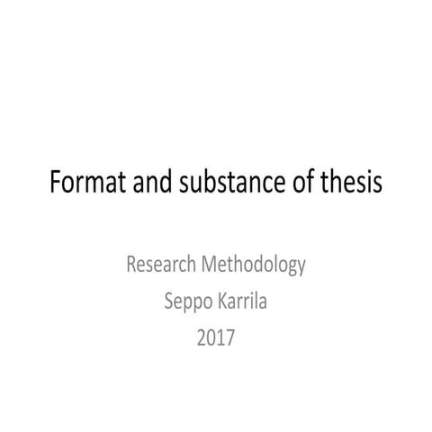 L5 format and substance of thesis