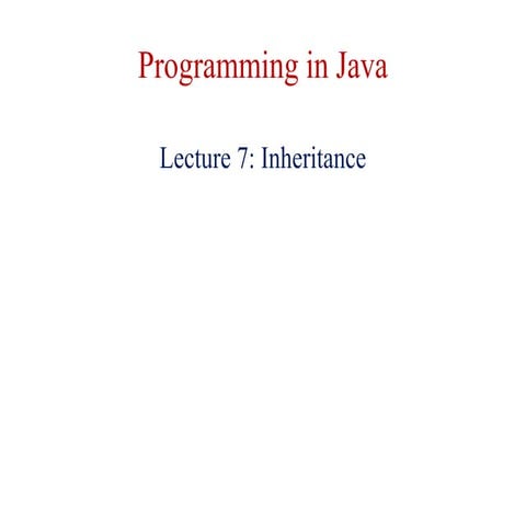 L7 inheritance | PPT | Programming Languages | Computing