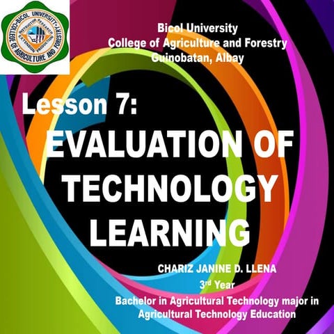 educational technology 2 Lesson 7 evaluation of technology learning