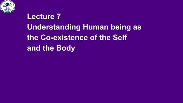 Universal human values self and body chapter
