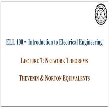 Lectures on Network Theorems (Circuits )