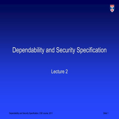 Reliability and security specification (CS 5032 2012)