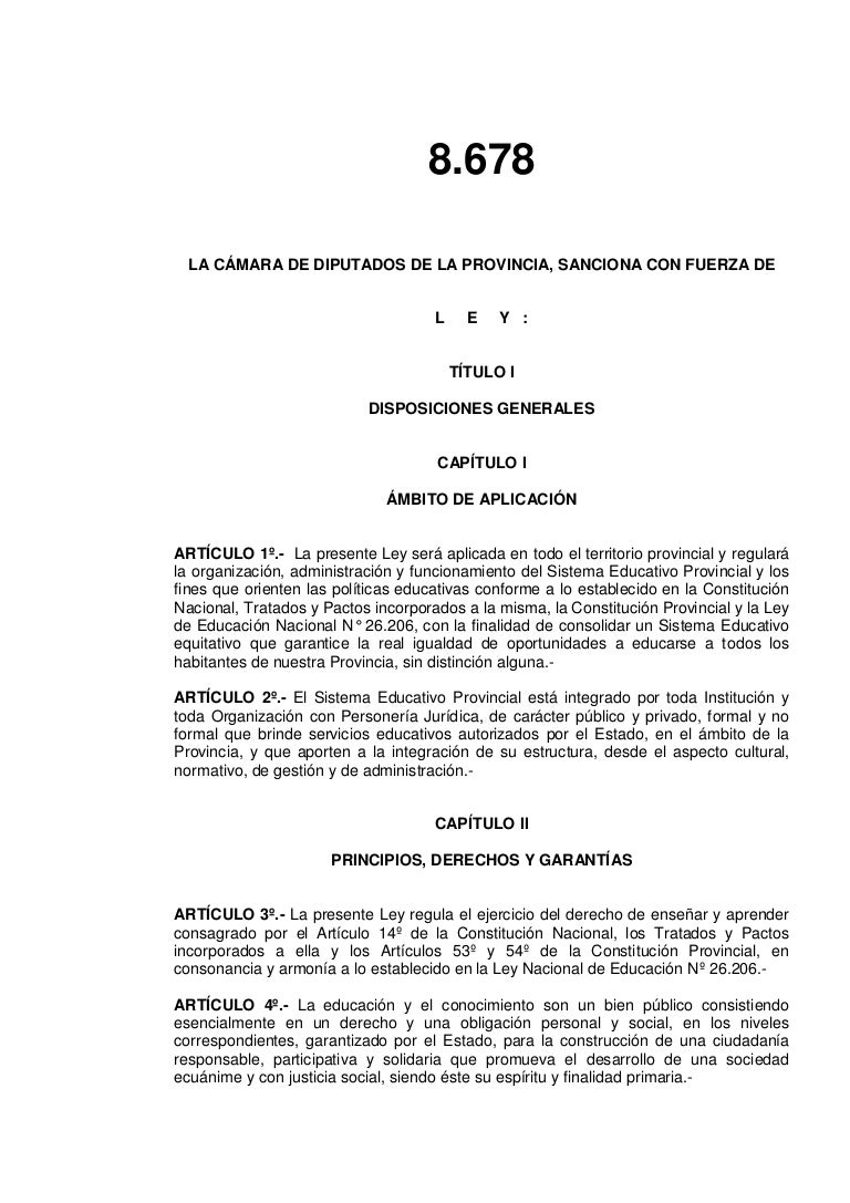 Ley De Educacion De La Rioja N 8 678