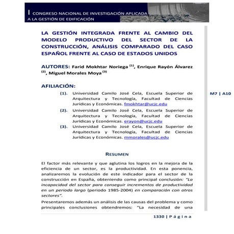 La getion integrada frente al cambio del modelo productivo del sector de la construcción