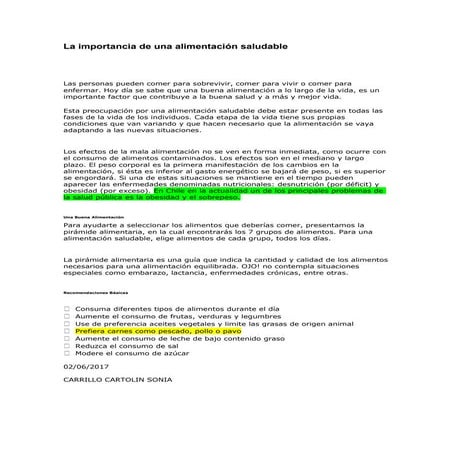 Importancia de la alimentacion saludable | PPTX