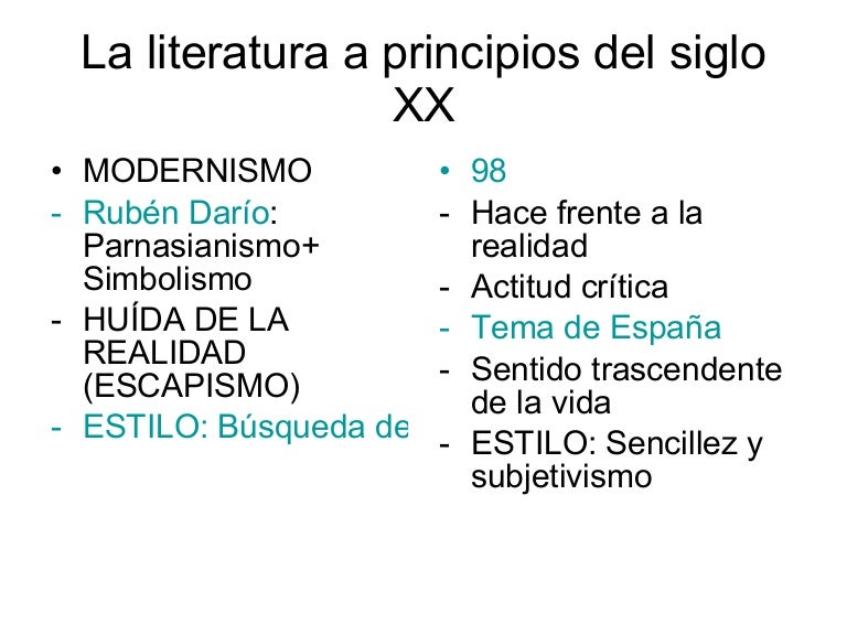 Literatura a principios del siglo XX