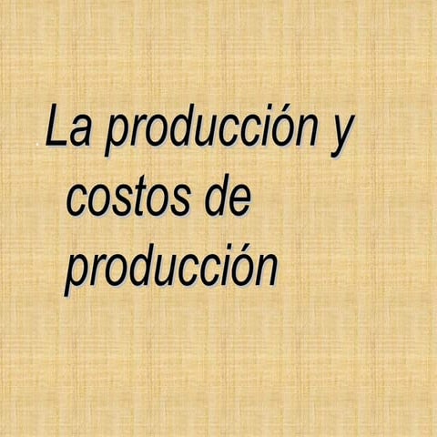 La Producción y Costos de Producción
